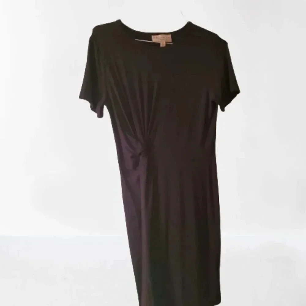 Philosophy black short sleeve midi dress with knot detail Size Medium
